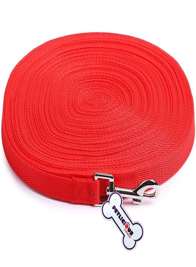 Petlicious & More Nylon Dog Training Lead Dog Leash Long Leash 10 Ft Long Leash for Dogs (1" Inch Thick x 10 Ft Long) - Red - Image 1